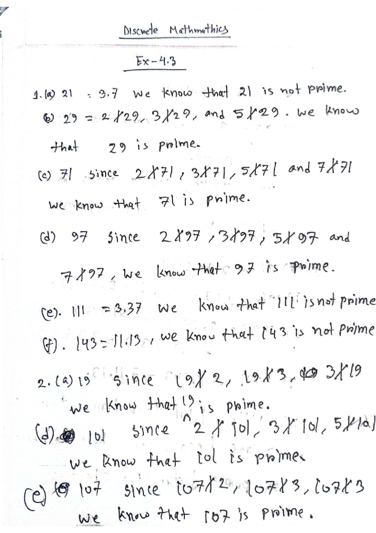 Discrete Mathematics EX 4.3 P1: Prime and Composite Numbers Analysis ...
