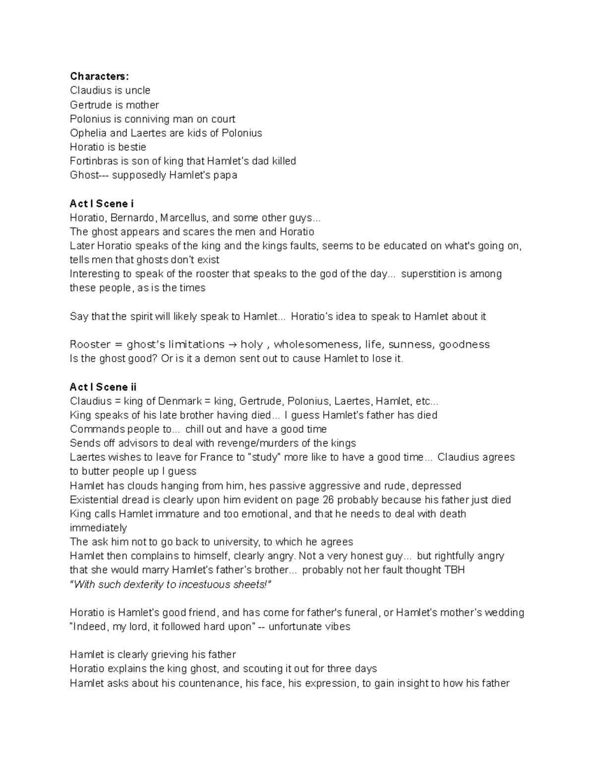 Hamlet Study Notes - Key Insights and Analysis - Studocu