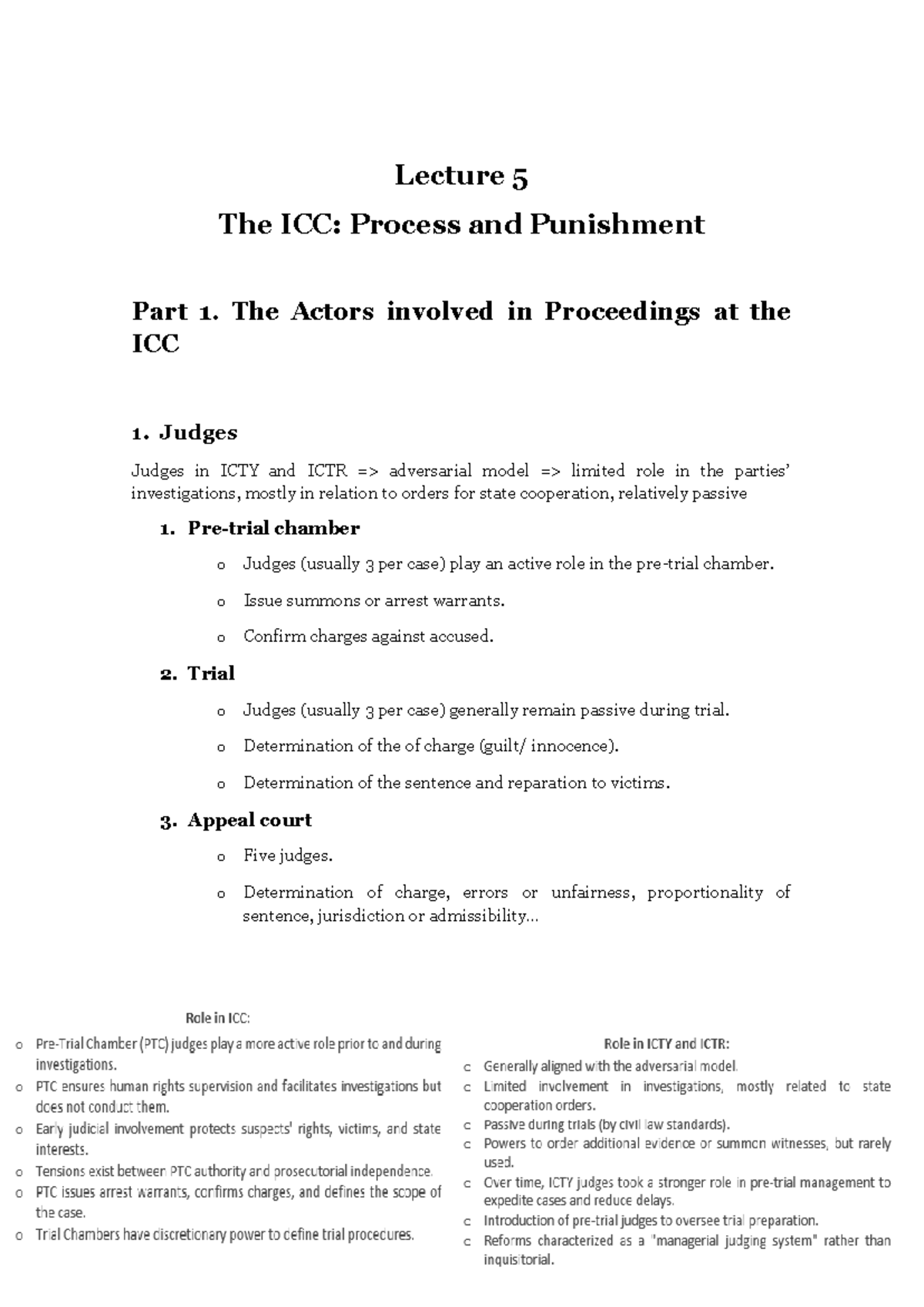 Lecture 5: ICC Process and Punishment - Key Actors and Procedures - Studocu
