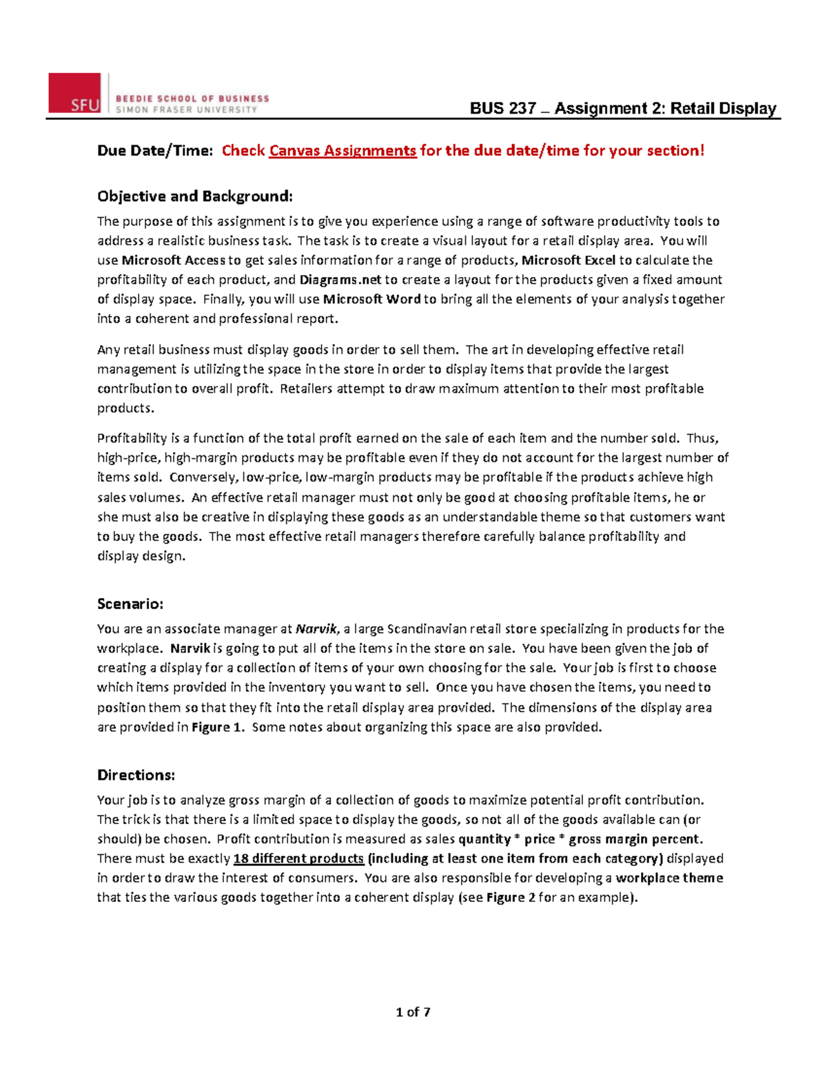BUS 237 - Assignment 2: Retail Display Area Design and Analysis - Studocu