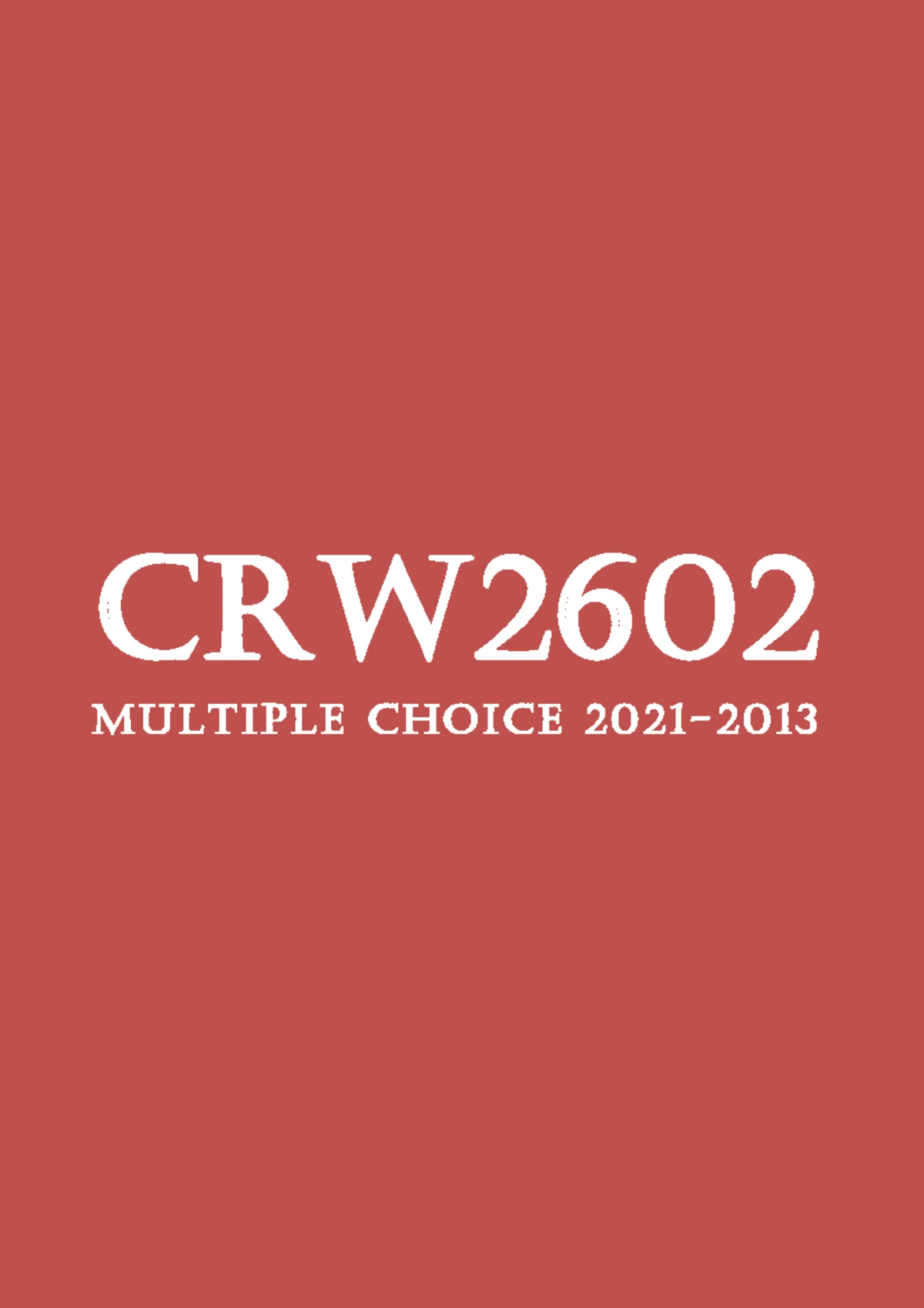 CRW2602 Possible Exam Questions & Answers for Review - Studocu