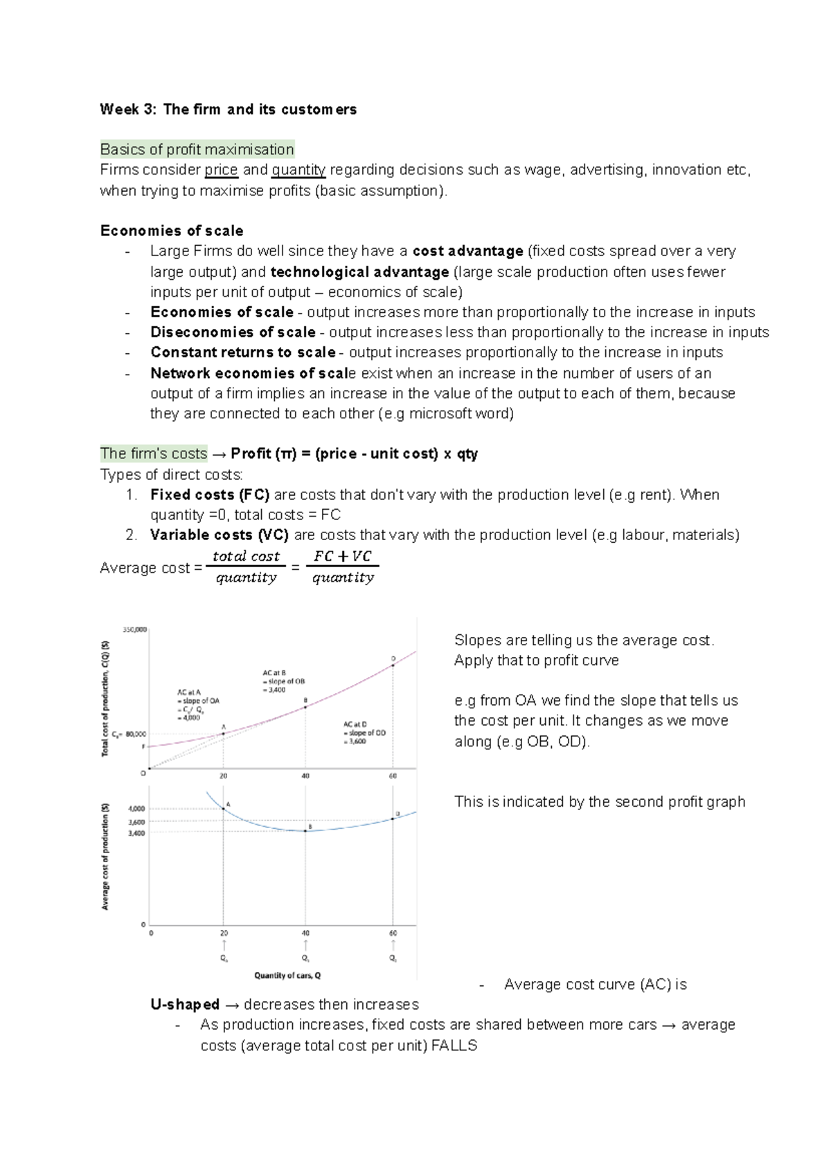 ECON1040 - Week 3 - Lecture Notes on Profit Maximization and Demand ...