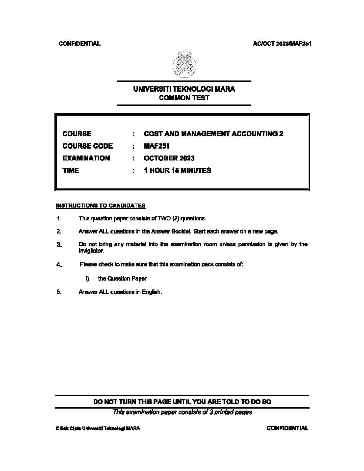 CT AUD339 common test questions - October 2023 - Studocu
