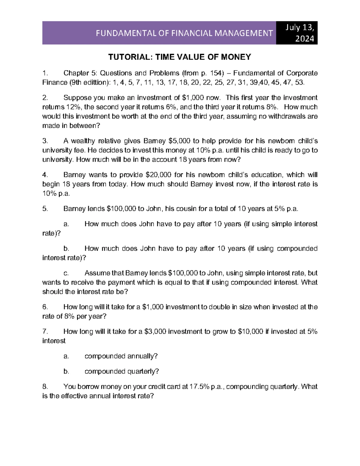 4 Capital Budgeting Exercises - FUNDAMENTAL OF FINANCIAL MANAGEMENT 2 ...