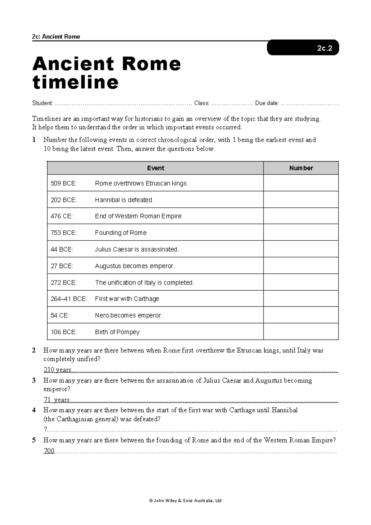 2c: Ancient Rome Timeline Notes and Chronological Events Analysis - Studocu