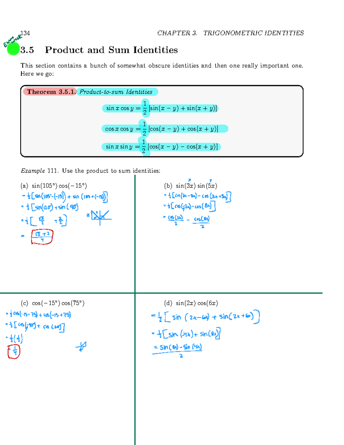 Trigonometric Identities: Product and Sum Identities (Chapter 3) - 134 ...