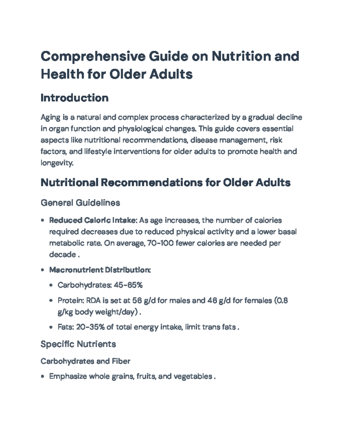 Nutrition and Health Guidelines for Older Adults: A Comprehensive ...