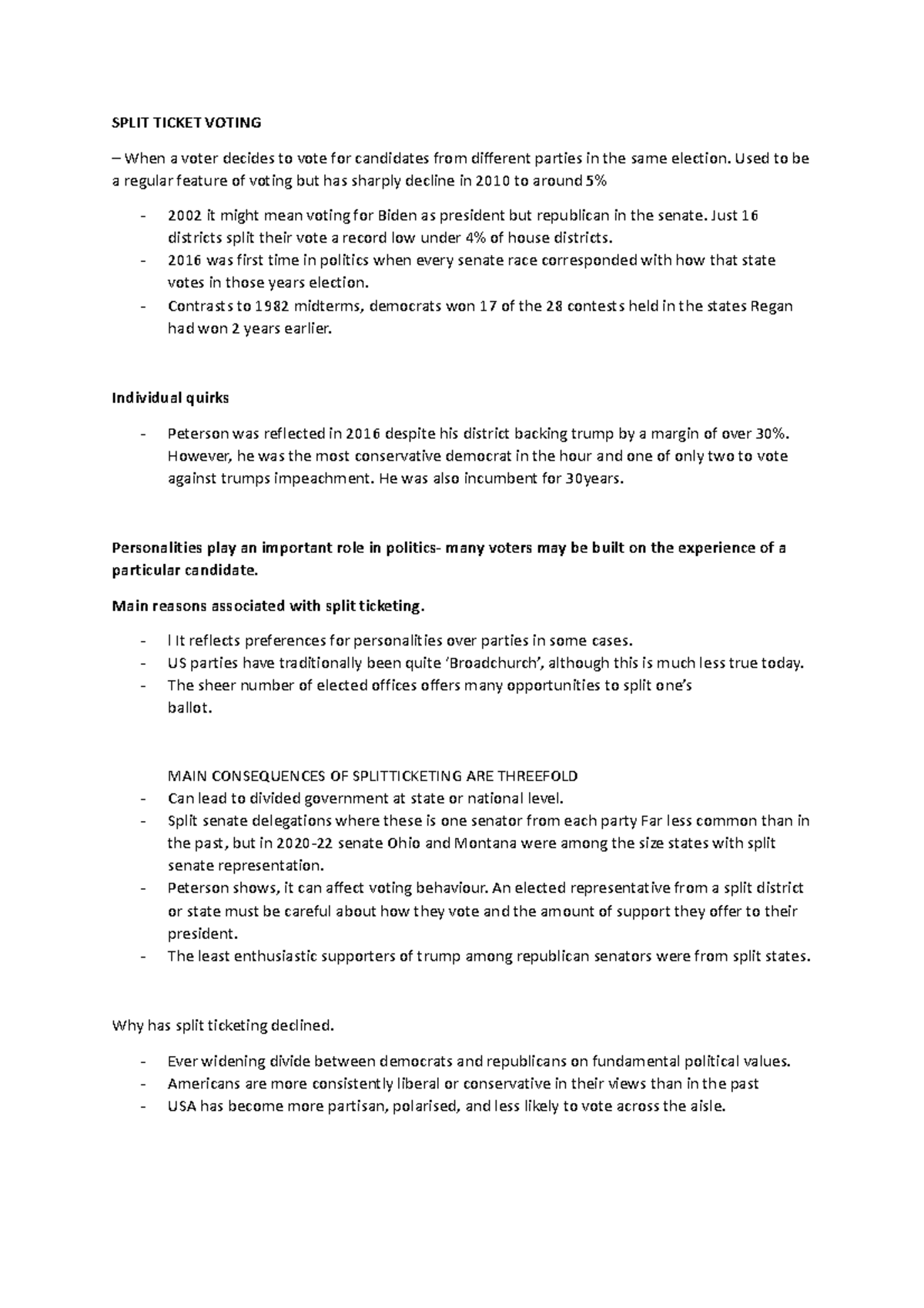 Split Ticket Voting - SPLIT TICKET VOTING When a voter decides to vote ...