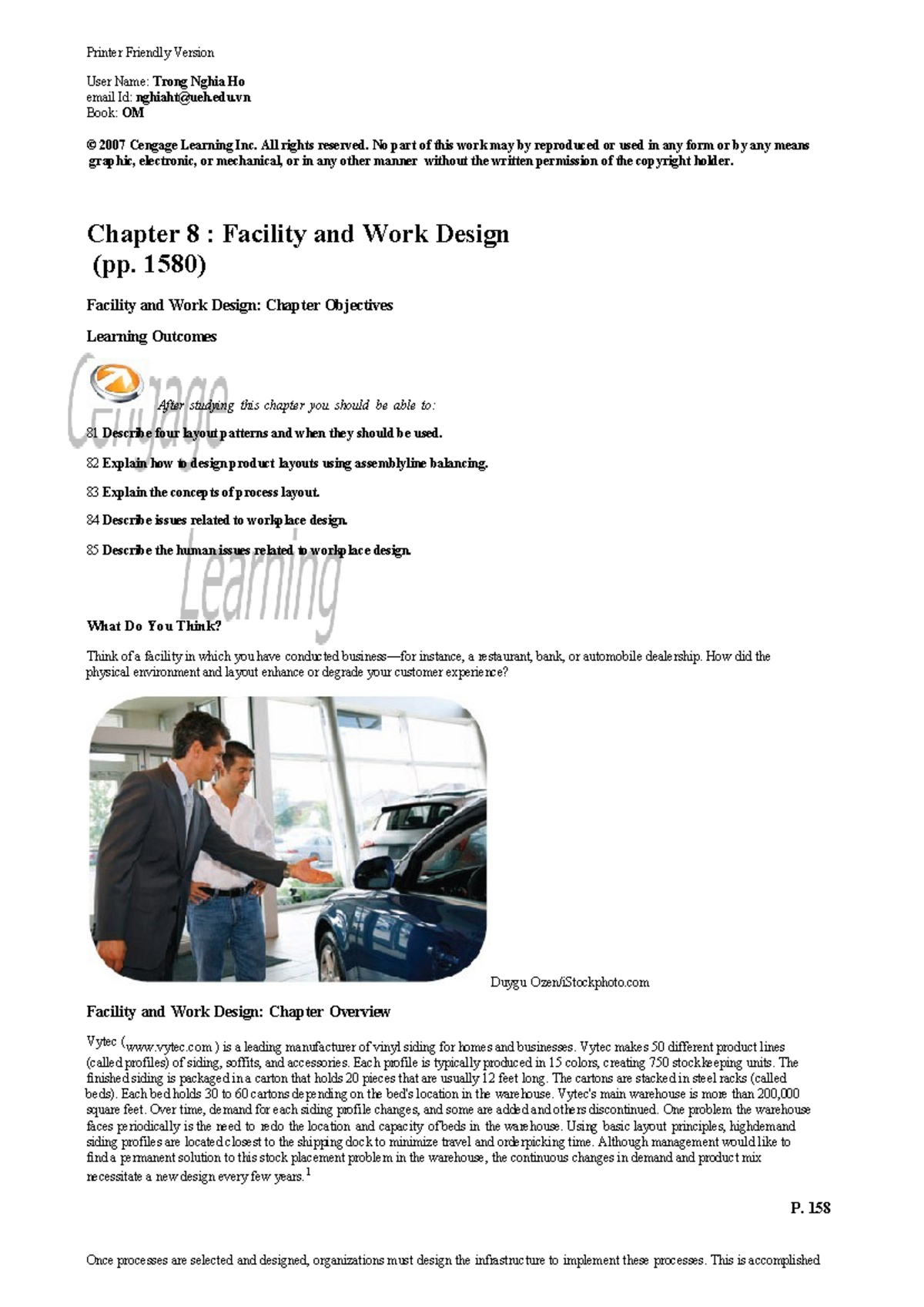 Chapter 8 - Facility and Work Design: Key Concepts and Layout Patterns ...