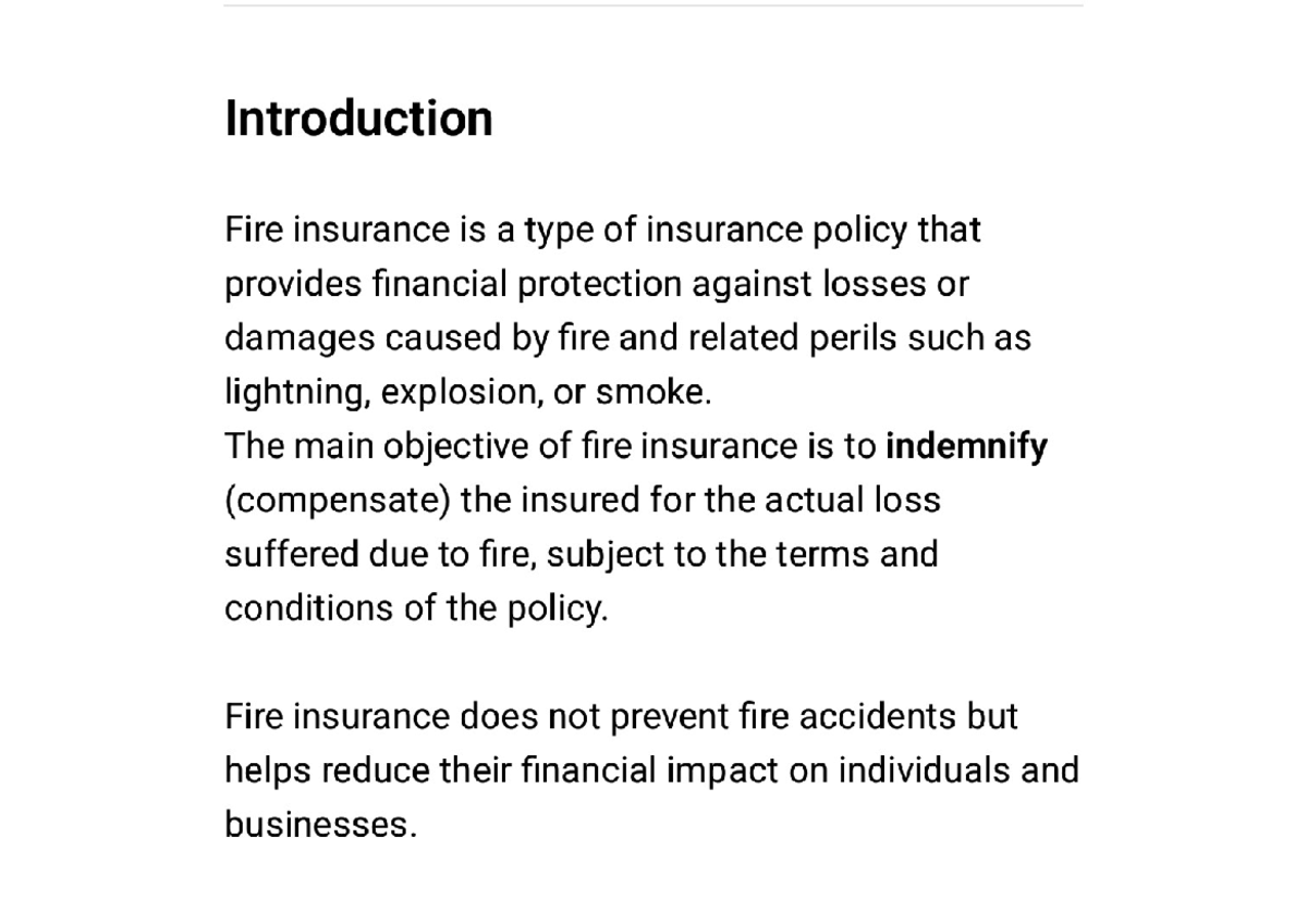 Essential Elements of Fire Insurance: A Comprehensive Guide - Studocu