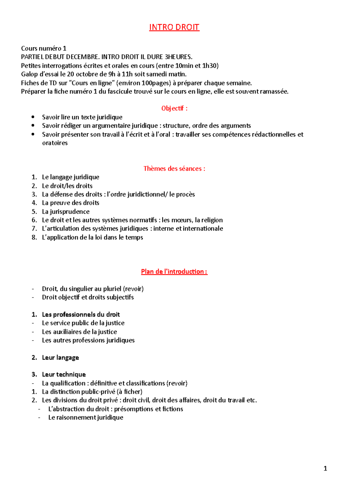 Introduction au Droit - Cours 1: Concepts et Structures Juridiques ...