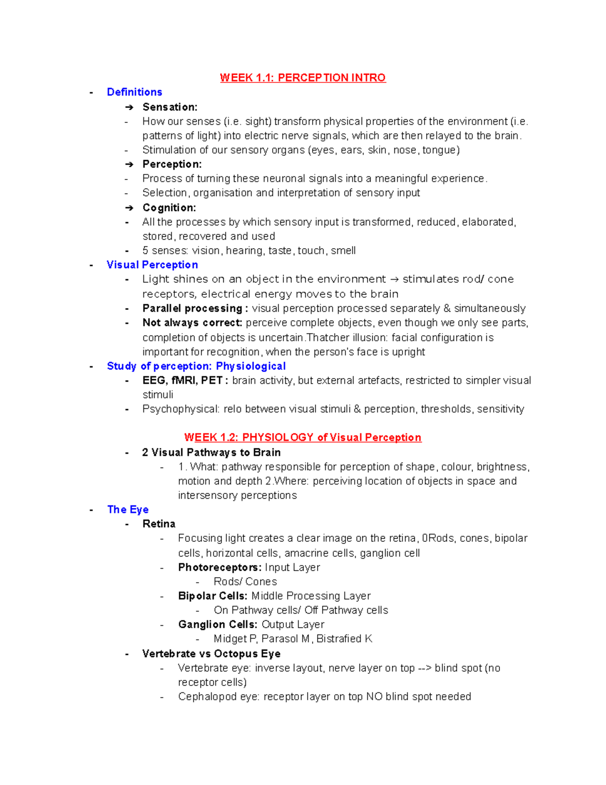 Psyc236 Final Exam Study Notes: Perception & Visual Processing - Studocu