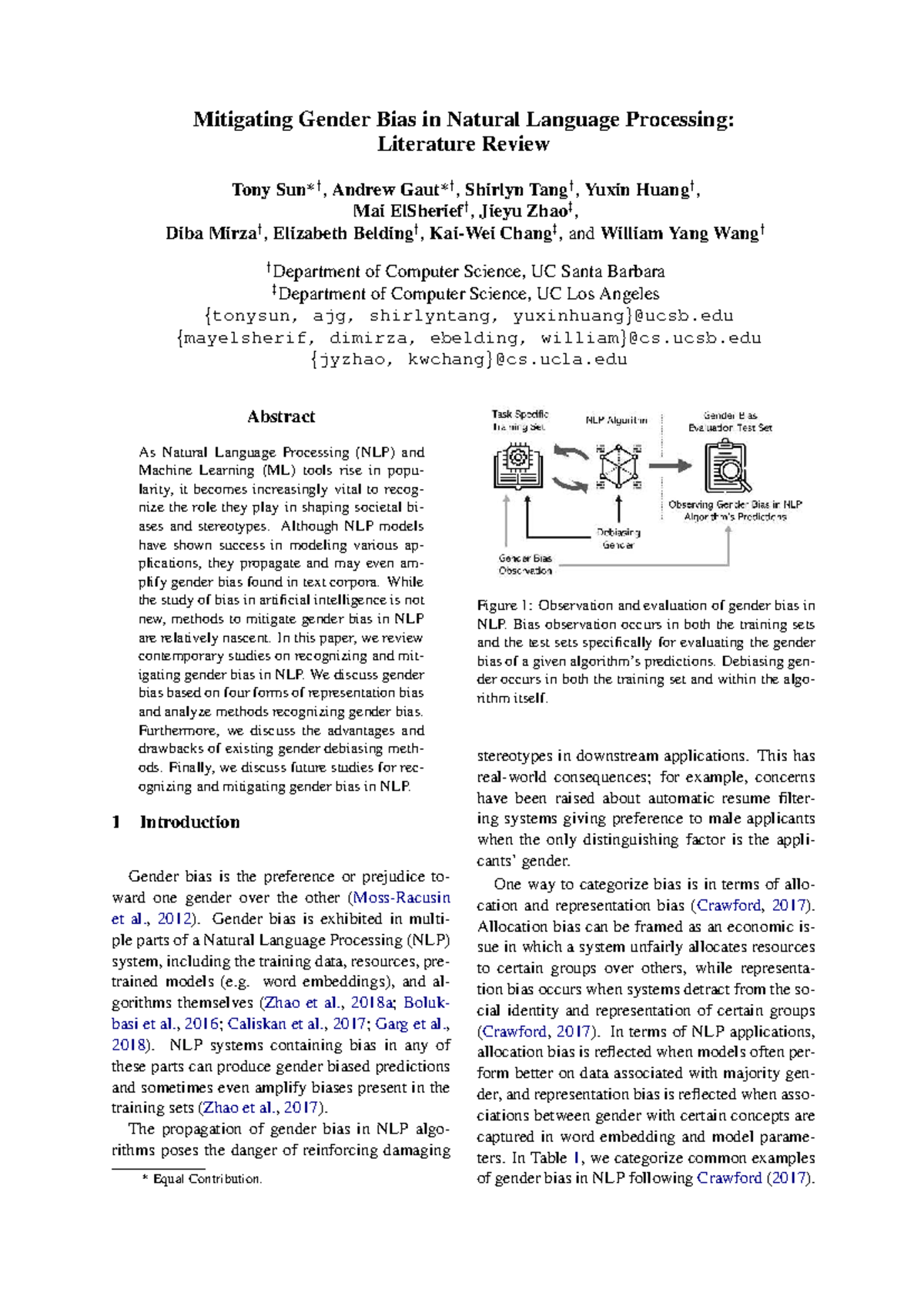 CS 1906 - Mitigating Gender Bias in NLP: A Comprehensive Literature ...