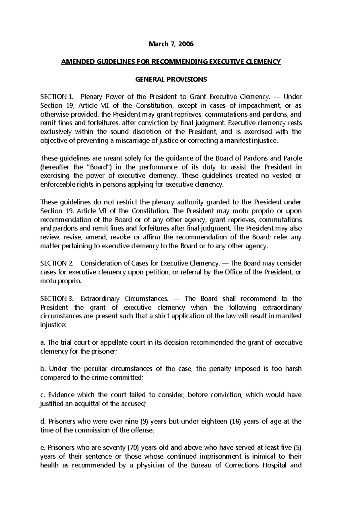 Amended Guidelines for Executive Clemency Submission Process - Studocu