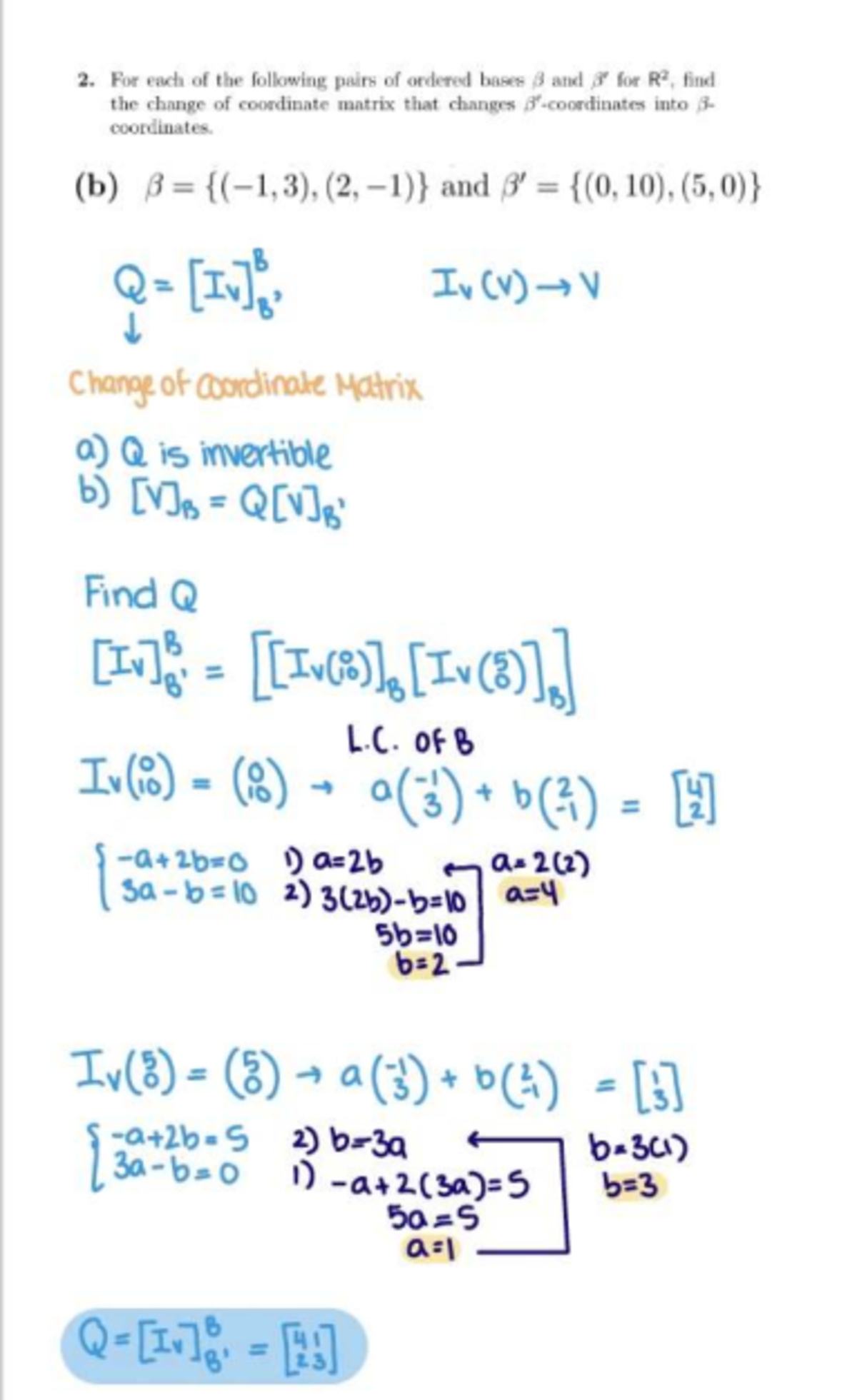 Math251 2 - Linear Algebra (MATH 341) Change of Coordinate Matrix ...