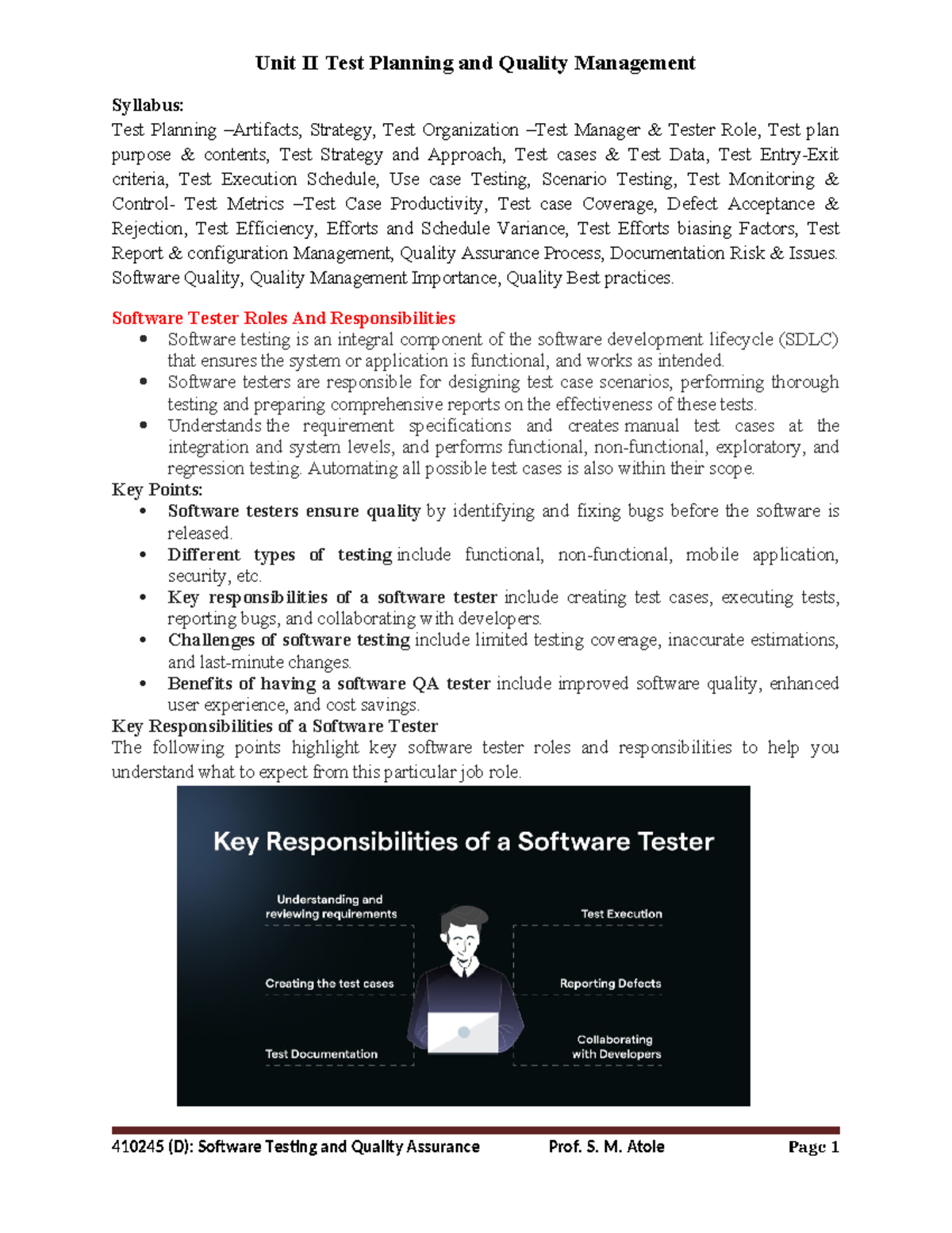 Lecture 2 Unit II Test Planning and Quality Management - Unit II Test ...