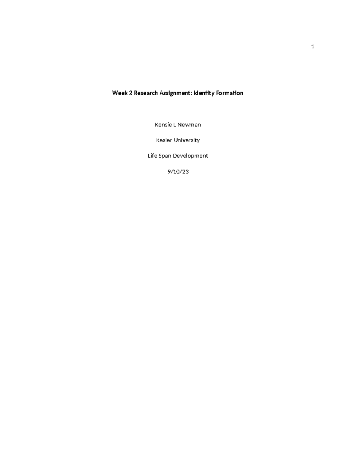 Week 2 Research Assignment 1: Exploring Identity Formation - Studocu