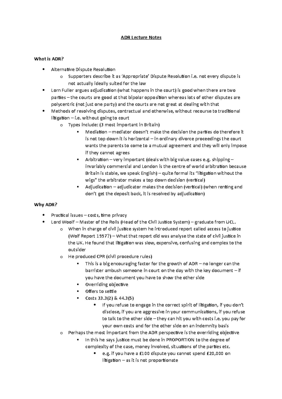 Lecture notes - ADR Lecture Notes - ADR Lecture Notes What is ADR ...