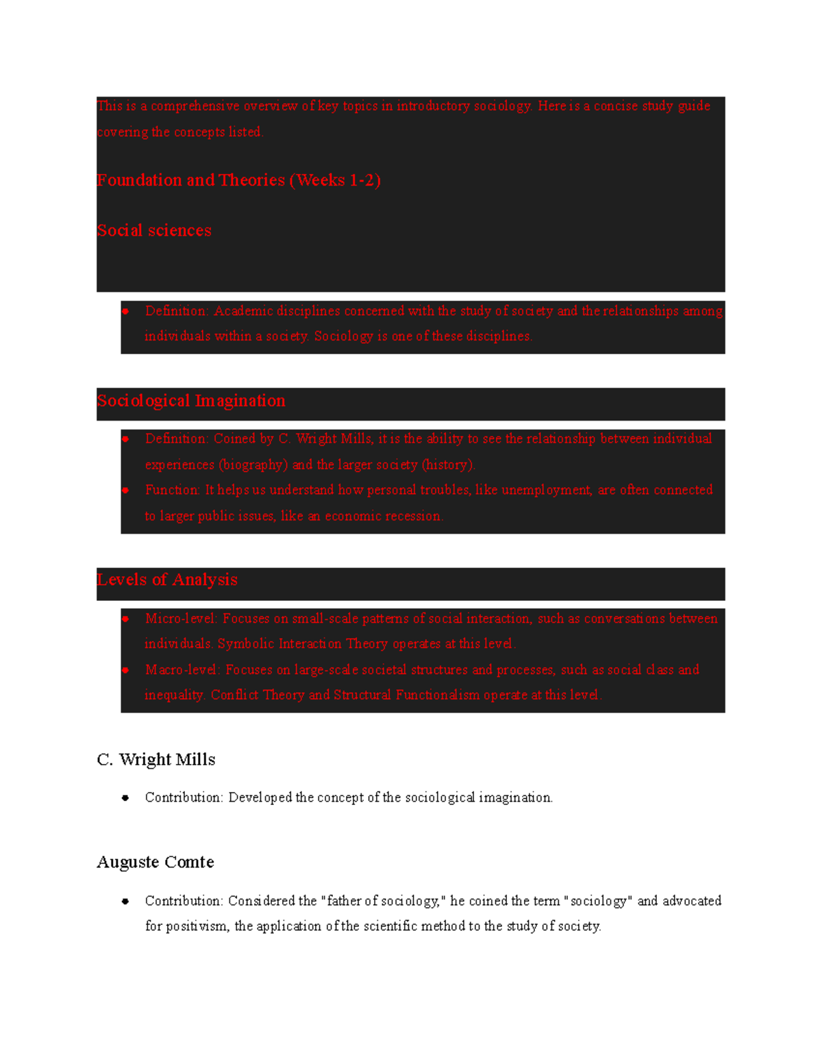 Comprehensive Sociology Study Guide: Key Concepts & Theories (SOC101 ...