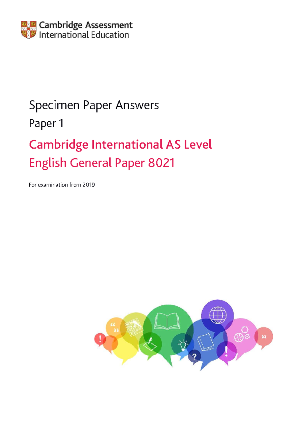 8021 Specimen Paper 1 Answers: Cambridge AS Level English General Paper ...