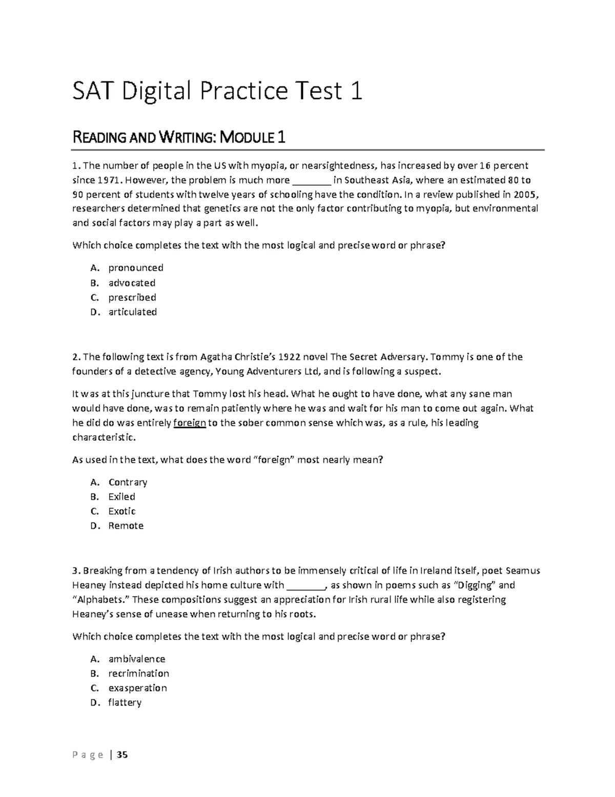 SAT Digital Practice Test 8: Reading & Writing Module 2 Annotations ...