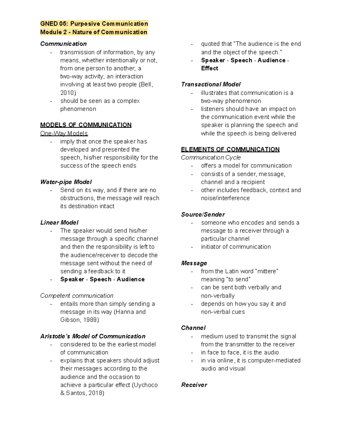 GNED 05: Purposive Communication Module 2 - Nature & Models of ...