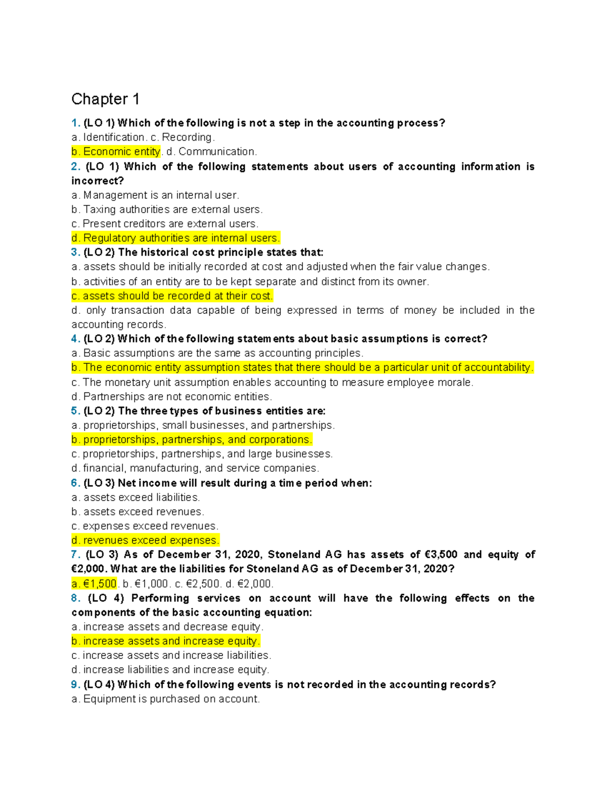 NLKT MCQ - Final Exam MCQs Practice for Accounting Chapters 1-5 - Studocu