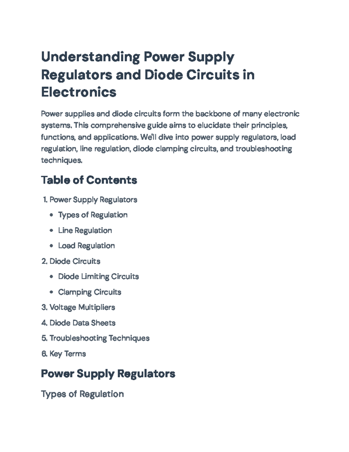 Power Supply Regulators and Diode Circuits in Electronics ...