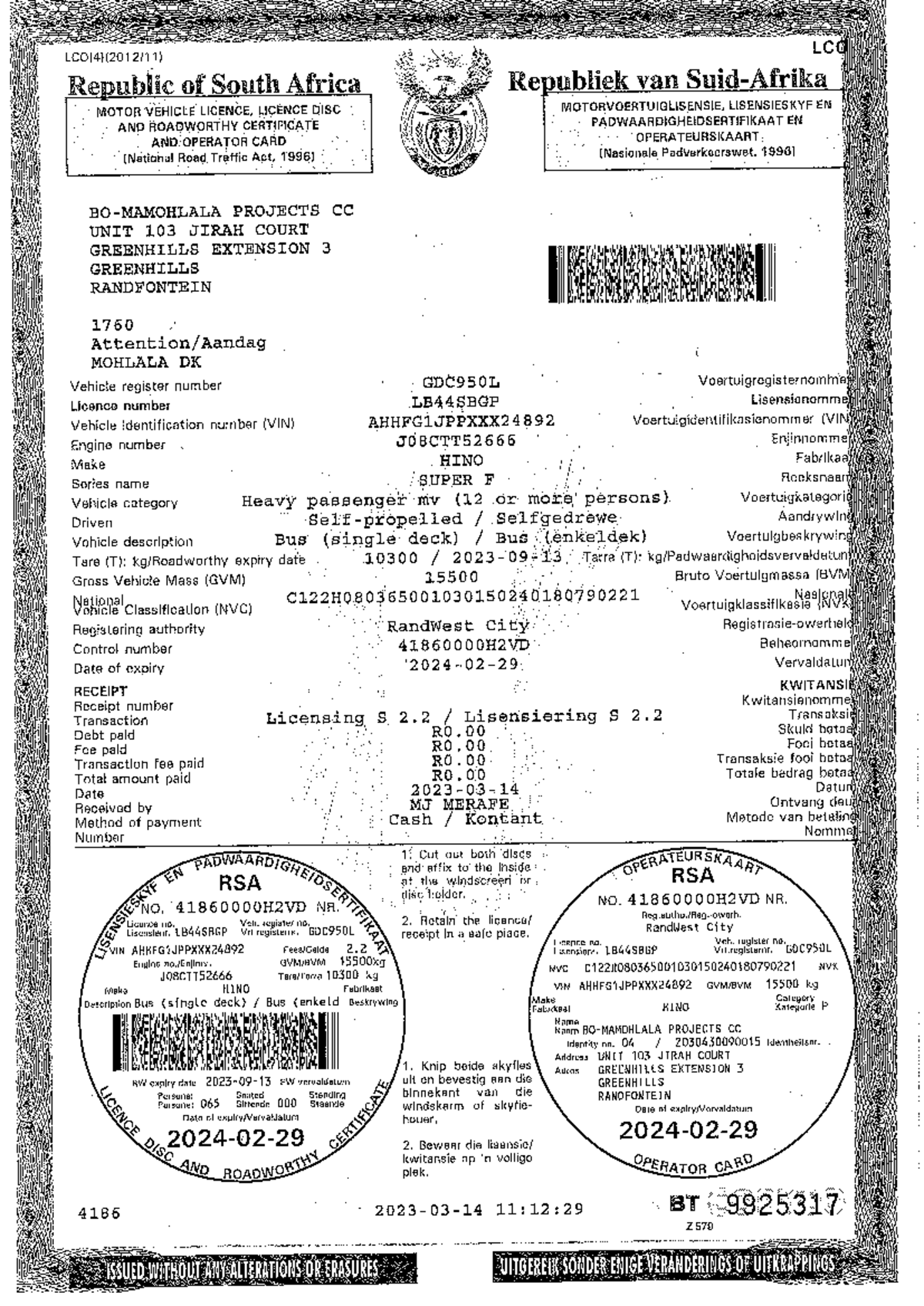 DOC-20230426-WA0010 - Motor Vehicle Licence & Roadworthy Certificate ...