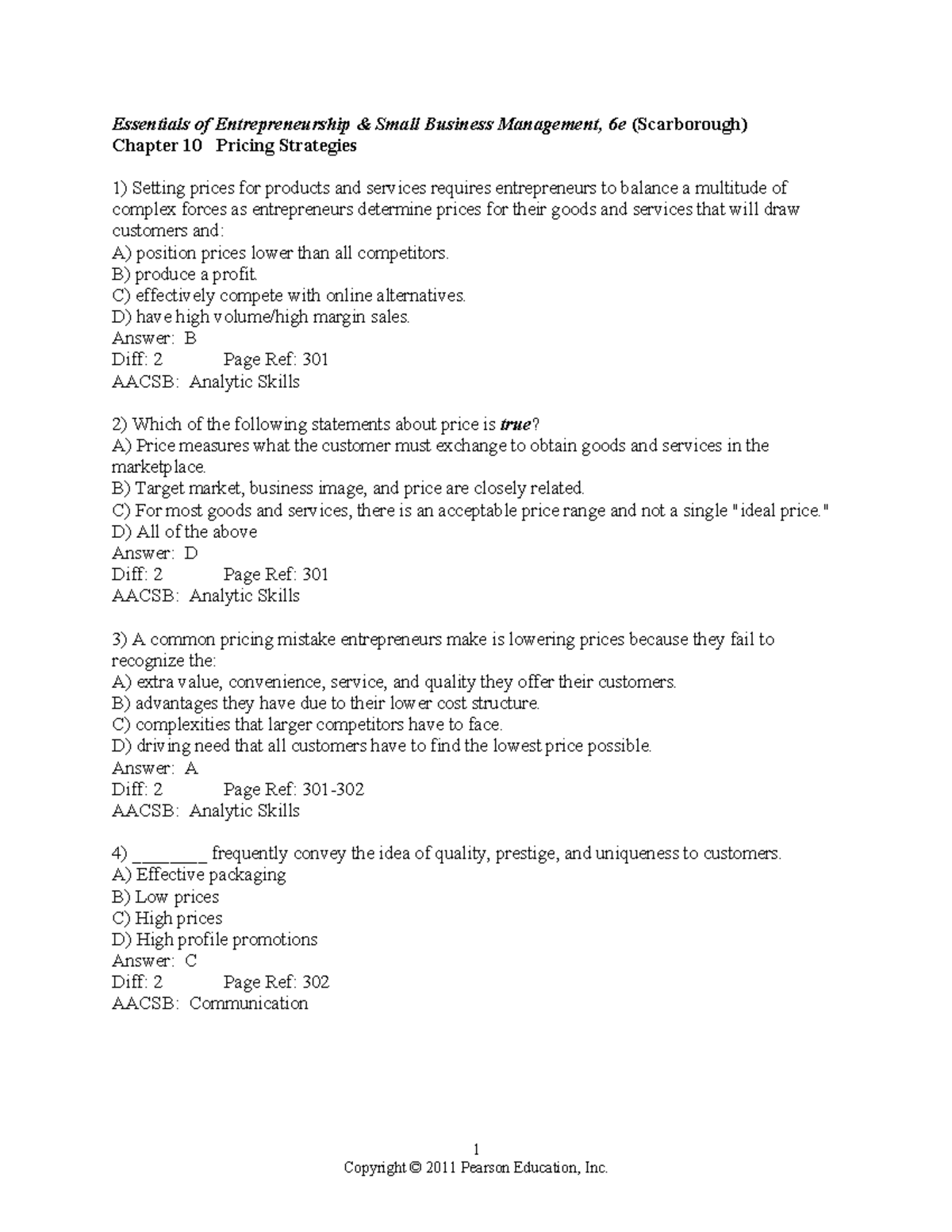 Scarb EESBM 6E TB 10 - Chapter 10: Pricing Strategies in ...