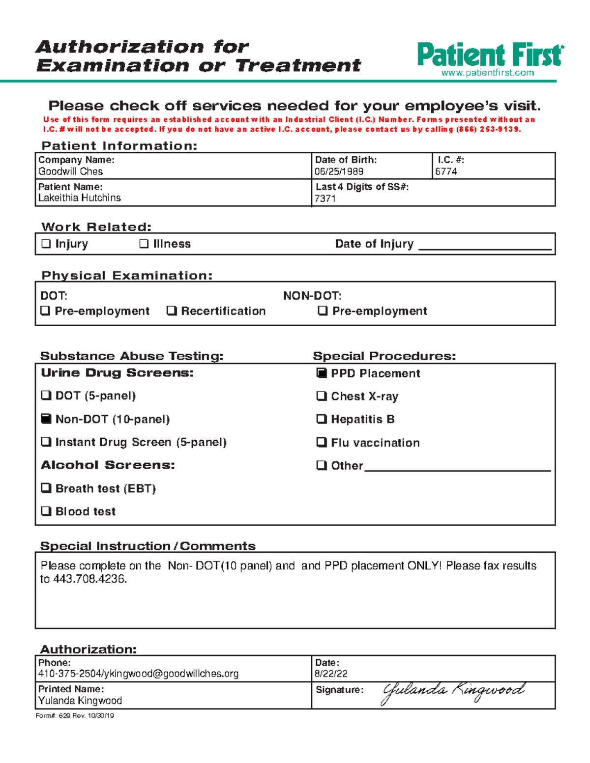 Patient First - Urine Drug Screens & Physical Exam Authorization - Studocu