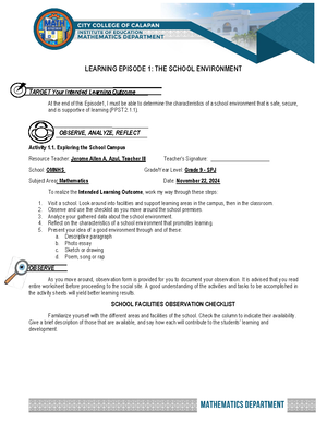 Lea P Math G9 Week 5 Q3 - Worksheet - W 5 ####### Learning Area ...