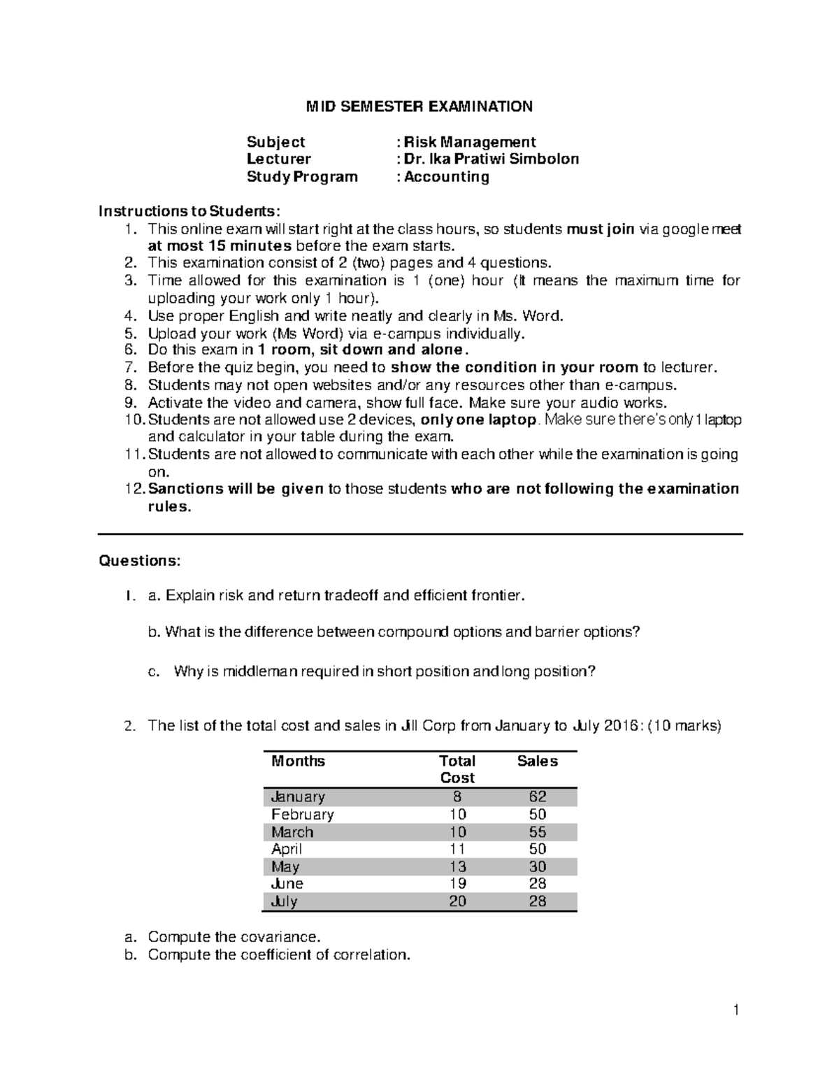 Risk Management Mid Exam Study Guide (ACC 101) - Studocu