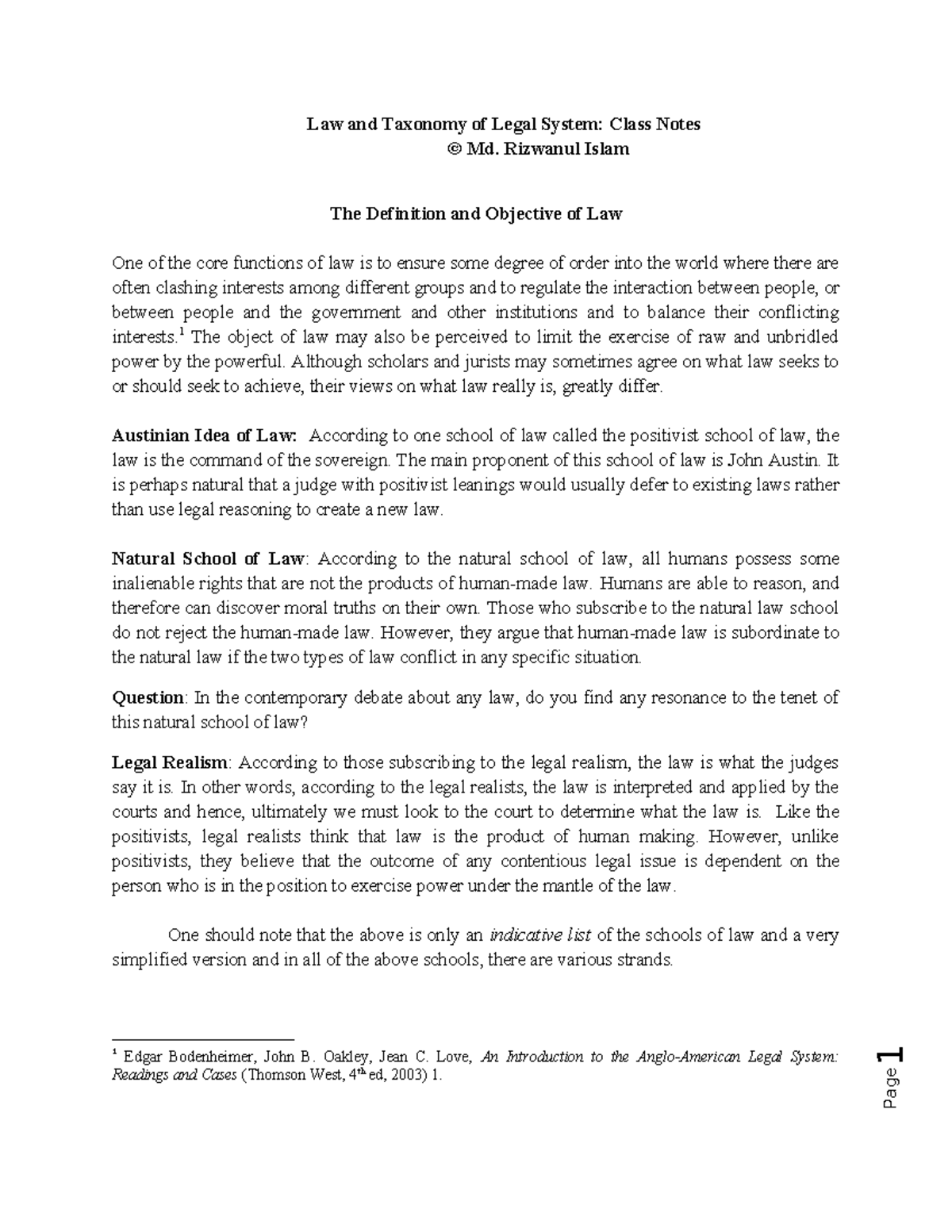 Law 101: Class Notes on Legal Systems and Taxonomy - Studocu