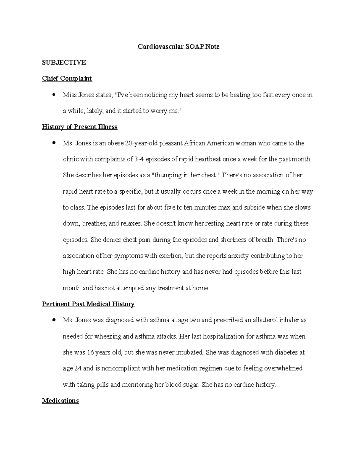 CV SOAP Note - Focused Cardiovascular Assessment of Ms. Jones - Studocu