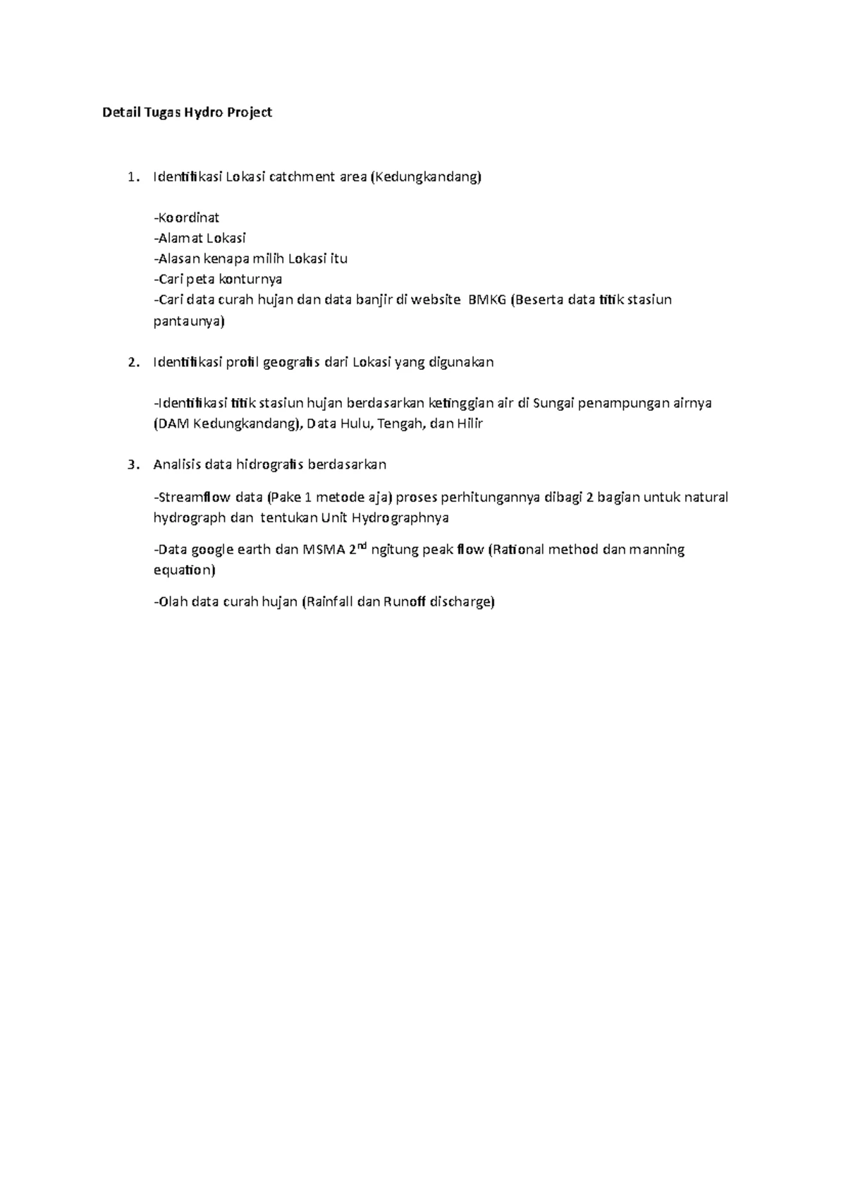 Hydrology Assignment BFC32002: Chapter 5 Hydrograph Derivation - Studocu