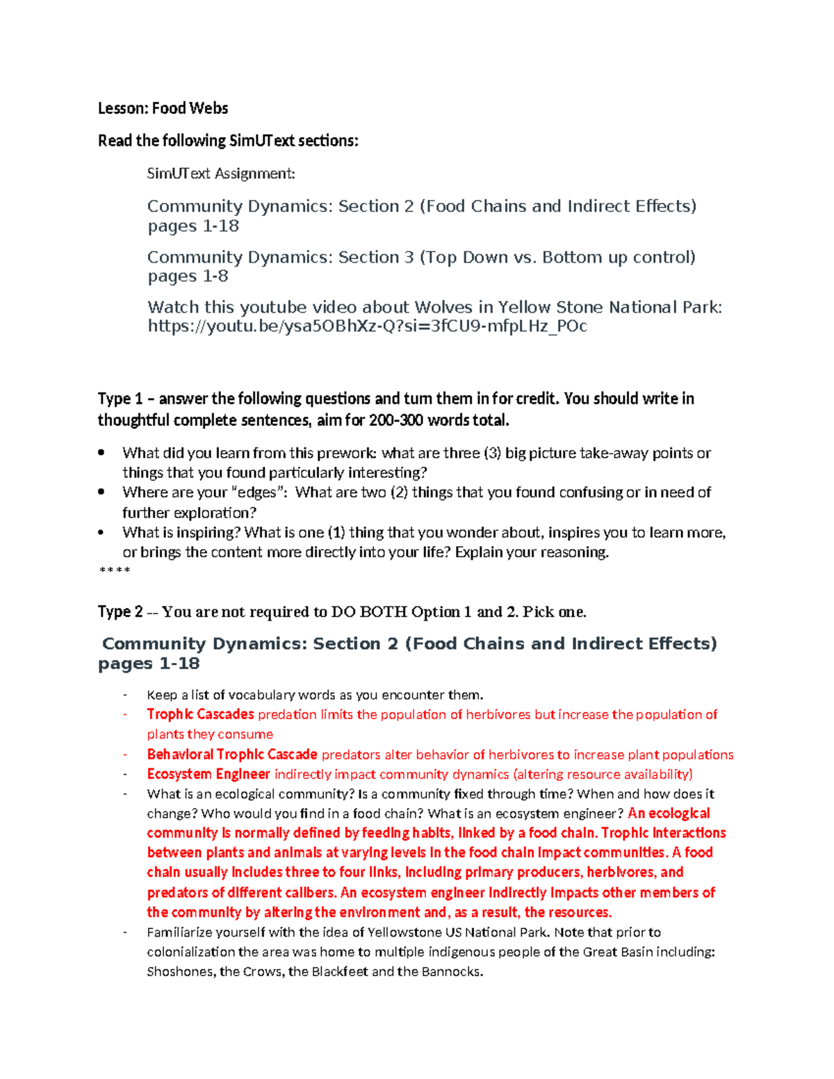 Lesson 16 GRQs - grqs - Lesson: Food Webs Read the following SimUText ...