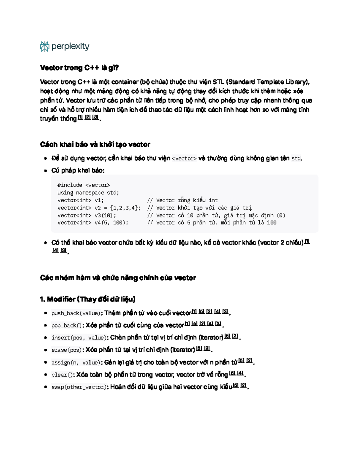 Vector trong C++: Khái niệm, Cách sử dụng và Ví dụ - Studocu