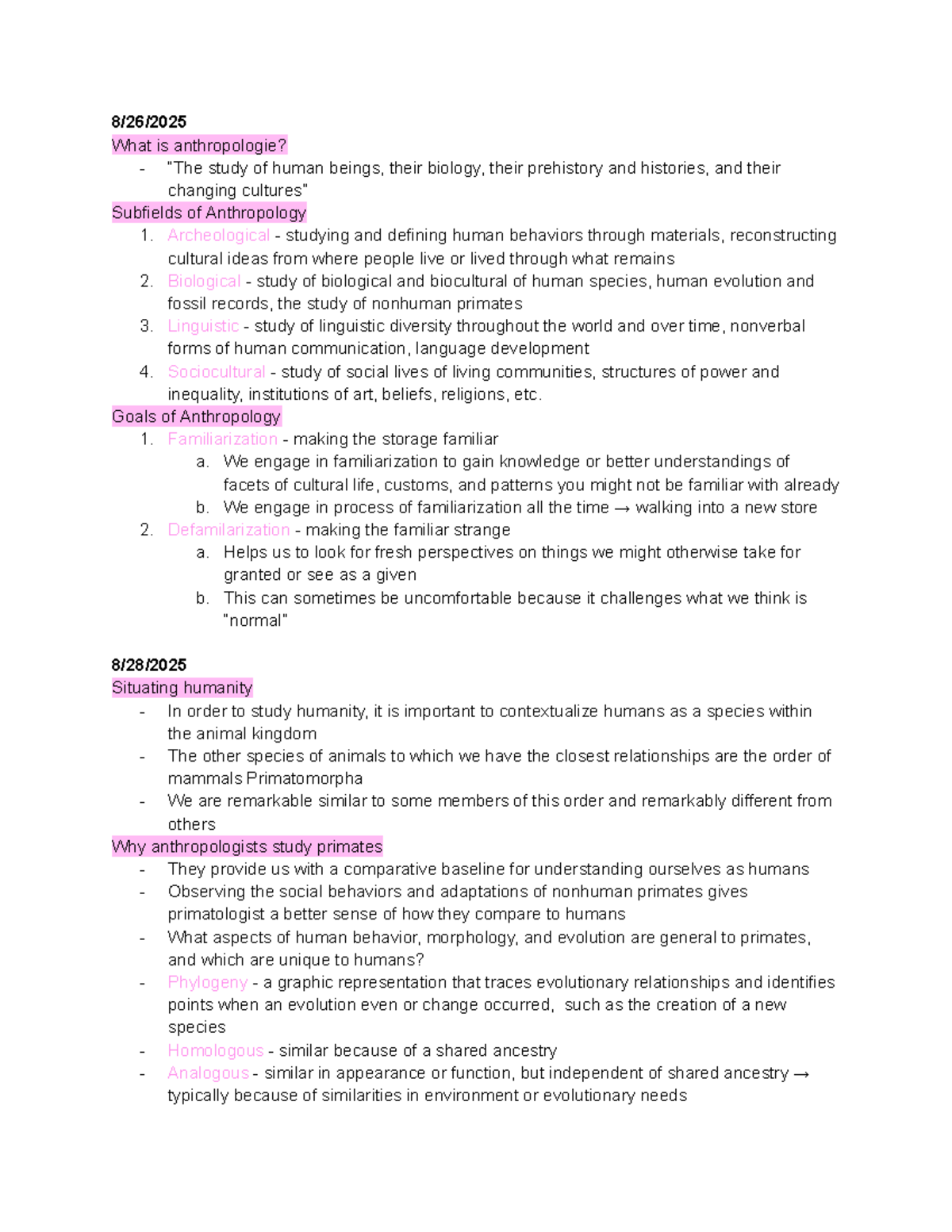 Anthropologie Class Notes: Exploring Human Evolution and Culture - Studocu
