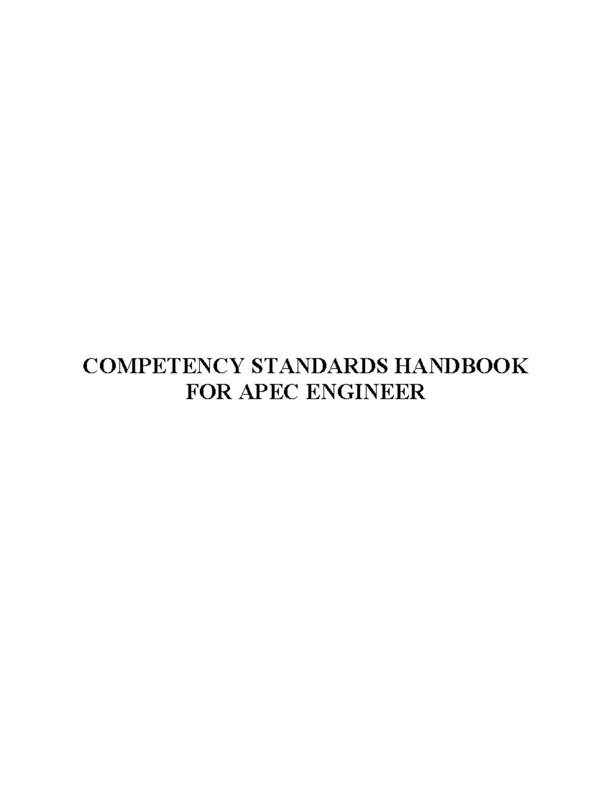 APEC ENGINEER Competency Standards Handbook 2023: Essential Guide - Studocu