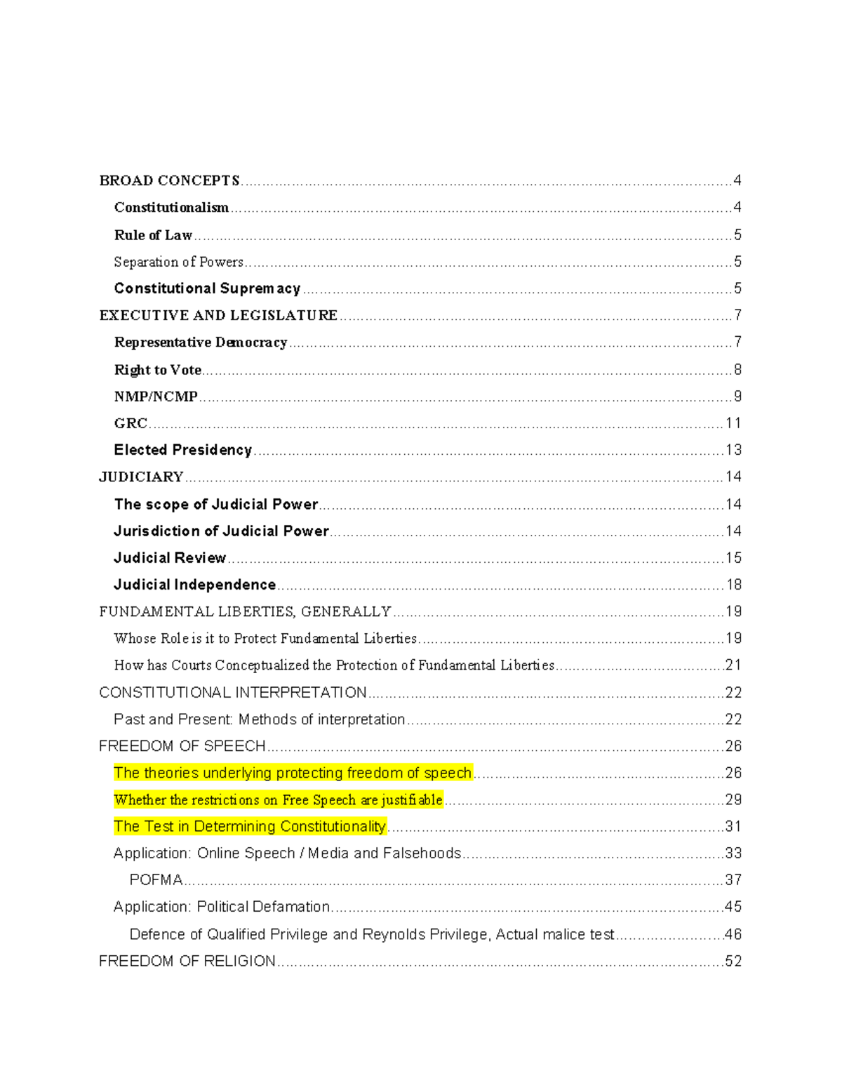 Constitutional Law Notes (LAW 101): Key Concepts and Principles - Studocu