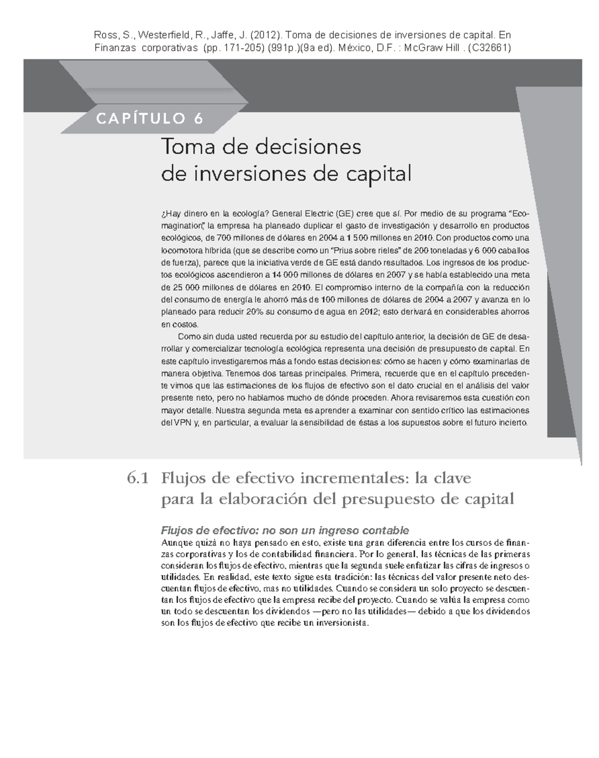 Toma de decisiones de inversión de capital - CAPÍTULO 6 Toma de ...