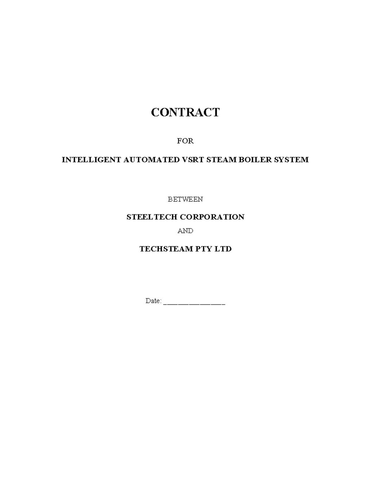Steel Tech Supply Contract Final: Automated VSRT Boiler System - Studocu