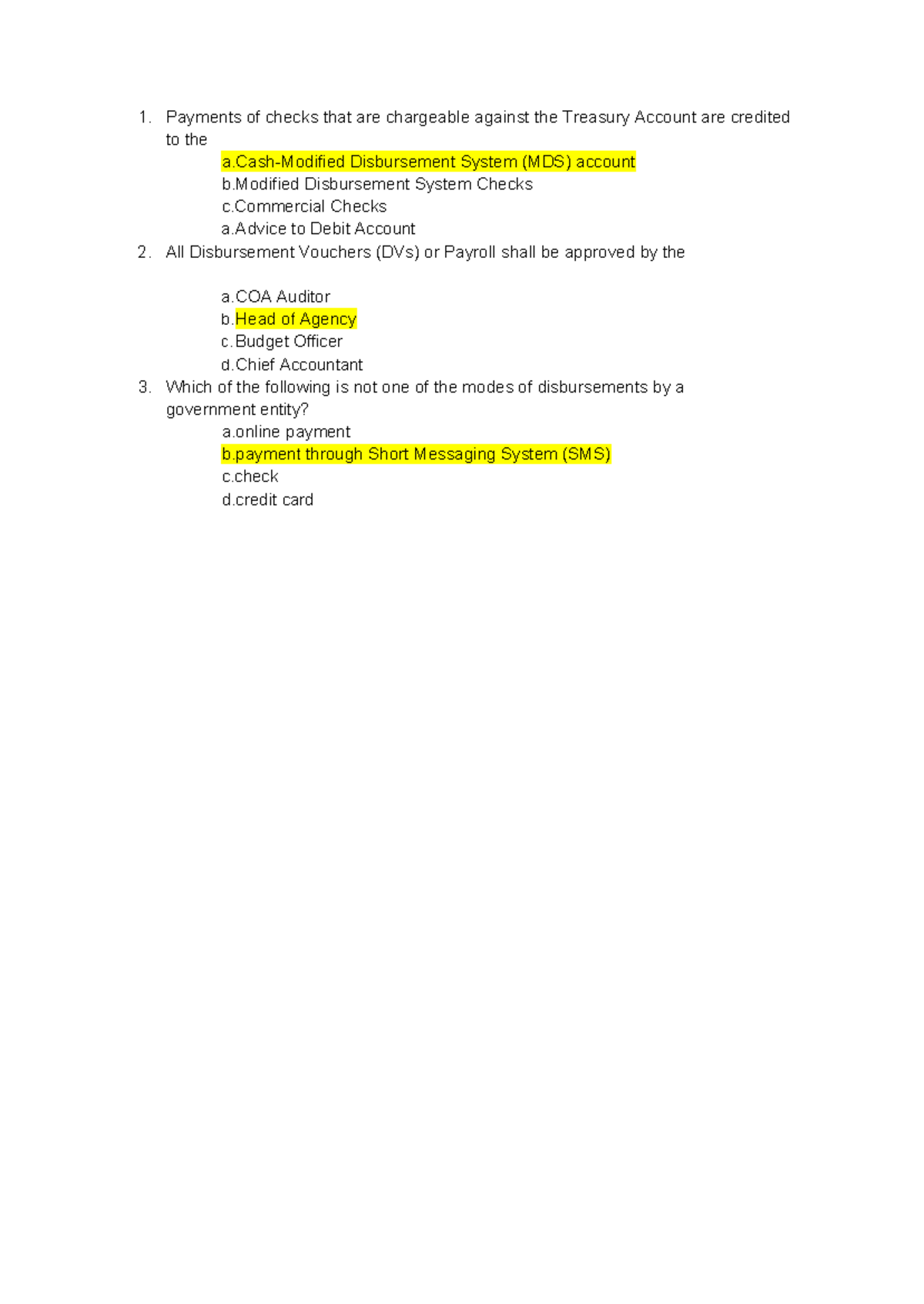 Quiz - Key Concepts in Disbursement Procedures - Studocu