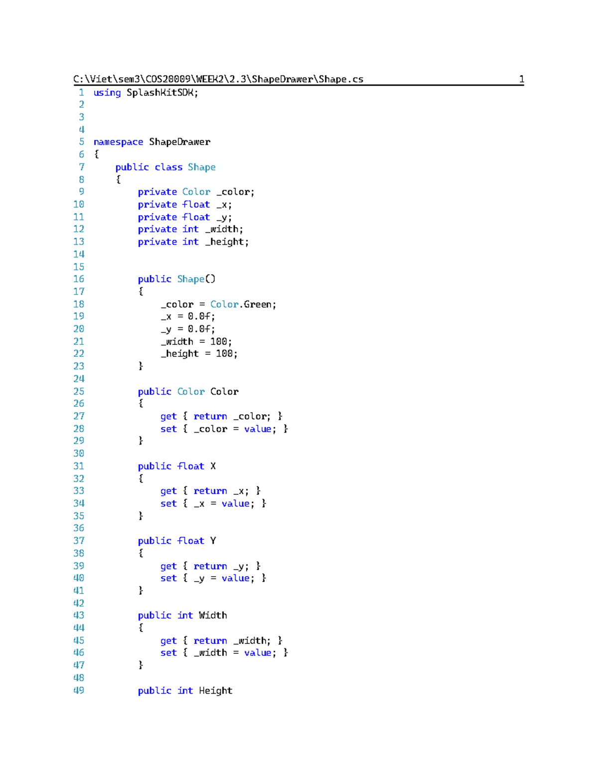 COS20009 Week 2 - ShapeDrawer Code Implementation and Overview - Studocu