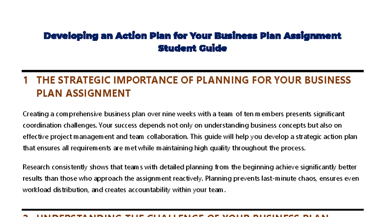 1.3.1 Entr W3 Developing an Action Plan for Business Plan Assignment ...