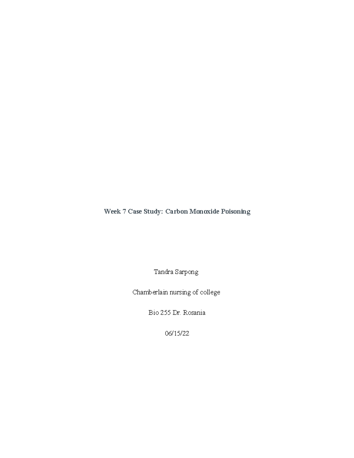 Bio 255 Week 7 Case Study: Understanding Carbon Monoxide Poisoning ...