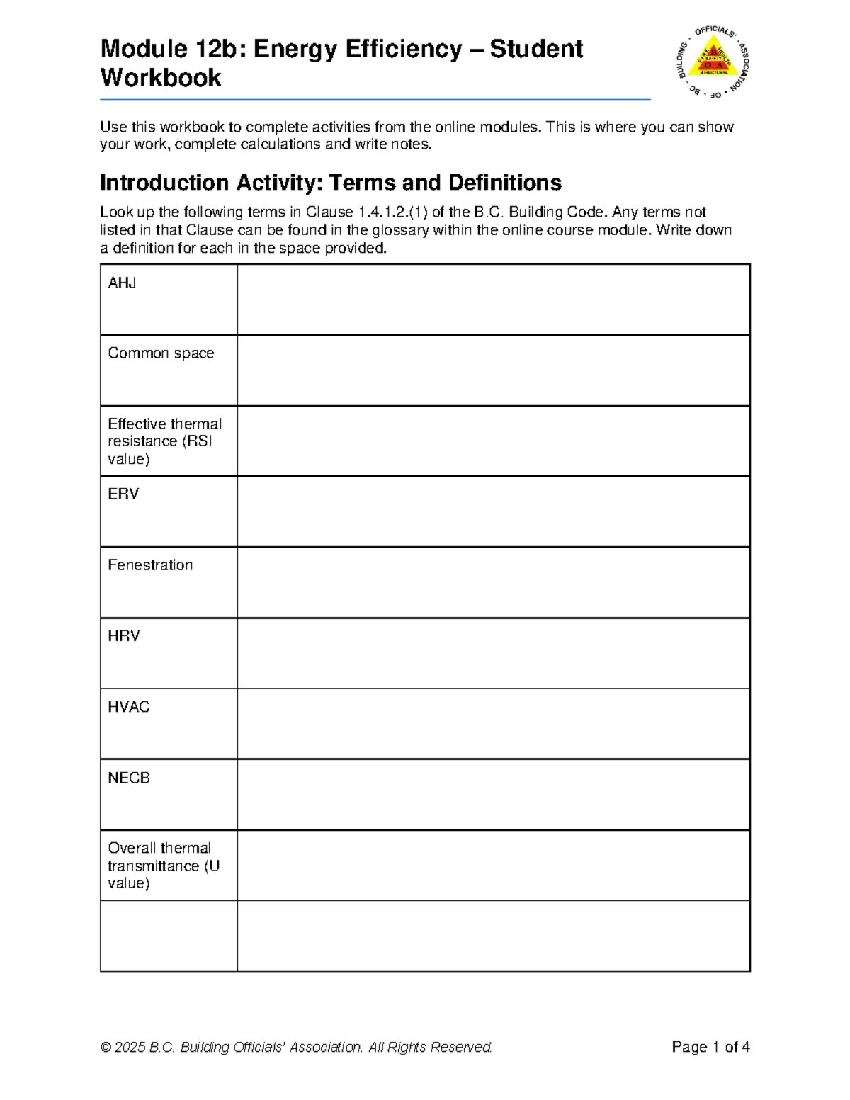Module 12b: Energy Efficiency – Student Workbook - Studocu