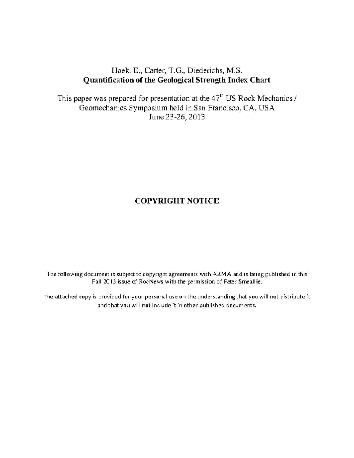 2013 GSI Chart Quantification for Rock Mechanics Symposium - Studocu