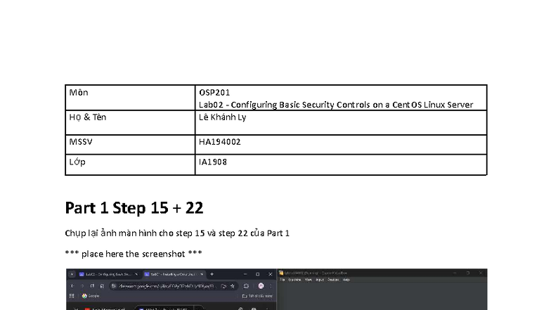 OSP201 Lab02 - Basic Security Controls on CentOS Server - Studocu
